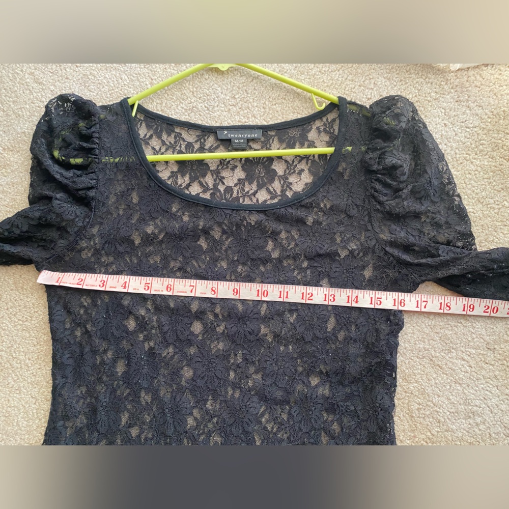 Twenty One sheer black lace long sleeve blouse - Picture 15 of 15